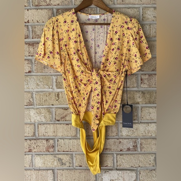 REVOLVE Privacy Please Front Tie Floral Bodysuit - Picture 2 of 3